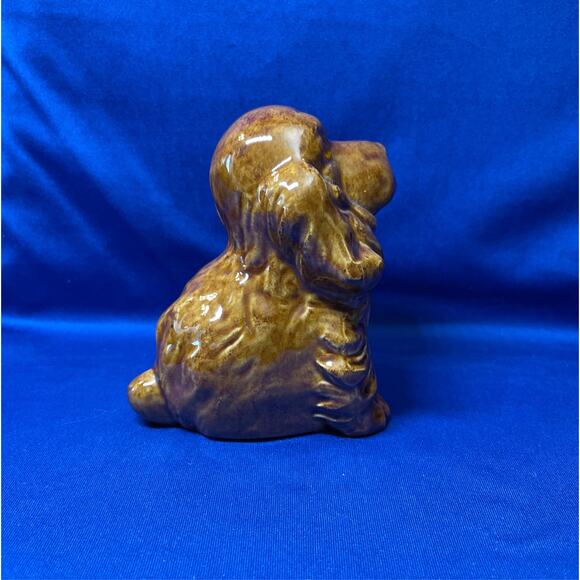 Brown Ceramic Cocker Spaniel Dog Figurine with Glass Eyes - Picture 5 of 7
